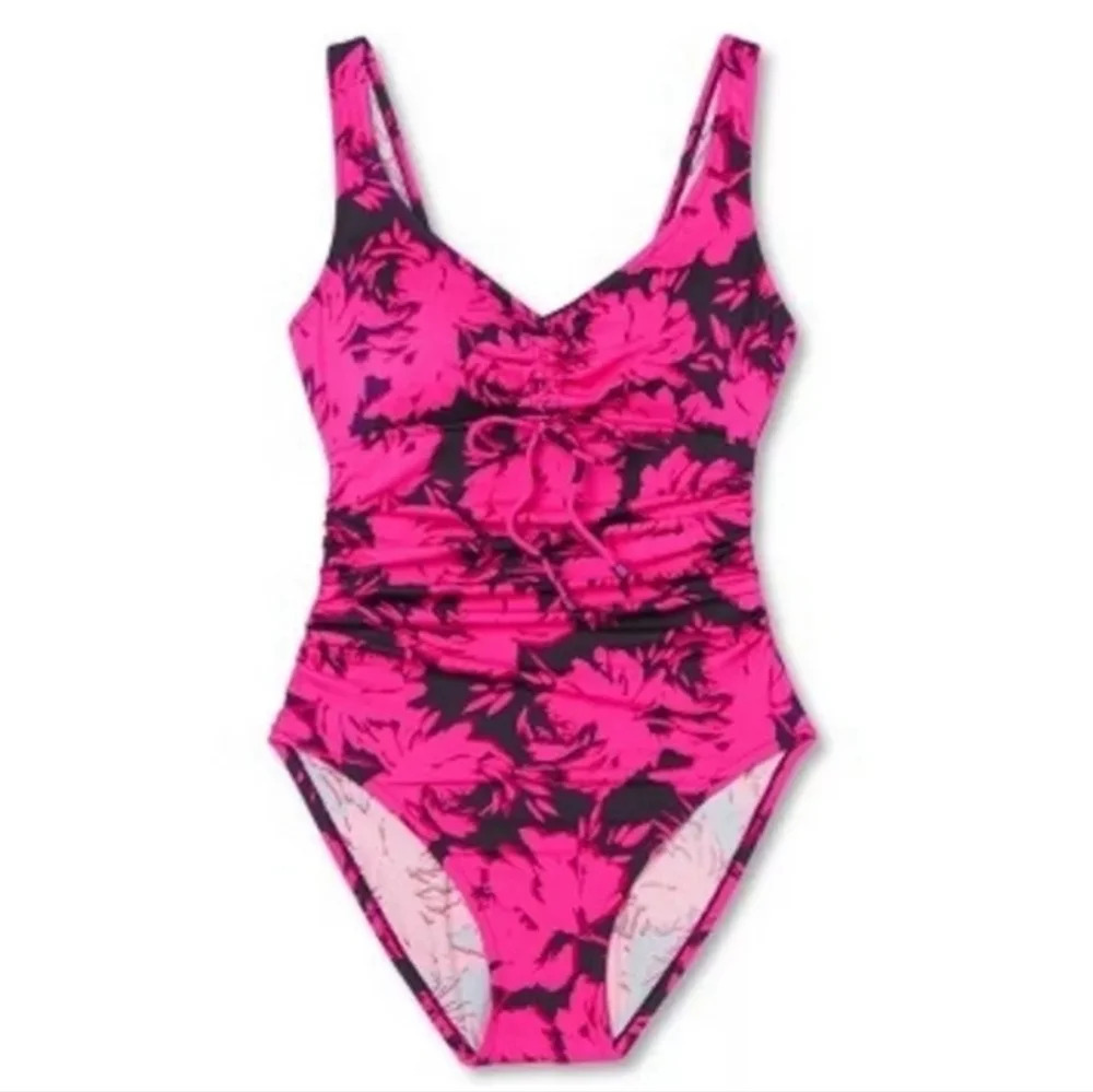 NWT Aqua Green Women's Cinch-Front One Piece Swimsuit S - Picture 3 of 7